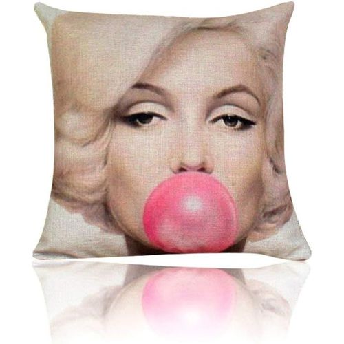 Mary St Housse De Coussin Décorative En Coton, Audrey Hepburn Et Marilyn Monroe Avec Bulle Bleu Et Rose (Monroe)