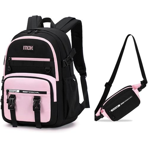 Lot De 2 Sacs À Dos Pour Ordinateur Portable - Unisexe - Ergonomique Et Réglable - Résistant Aux Intempéries - Uni, A - Rose 2 Pièces, 18Inch[SAC642314]