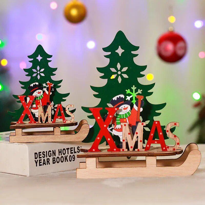 3 Pièces Bricolage Décorations De Traîneau En Bois De Noël Artisanat En  Bois De Noël Belle Décoration Pratique De Noël Pour La Maison 