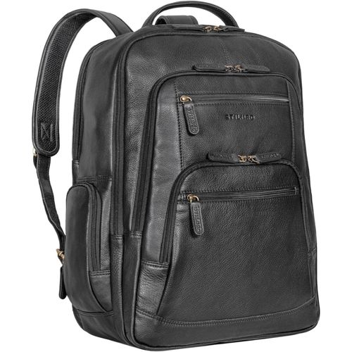 'Igor' Sac A Dos Cuir Homme Et Femme Grand Modèle Sac À Dos Ordinateur Portable 18 Inches Sac D'Affaires Travail Bureau Étudiants Et Loisirs, Couleur:Noir[SAC641192]