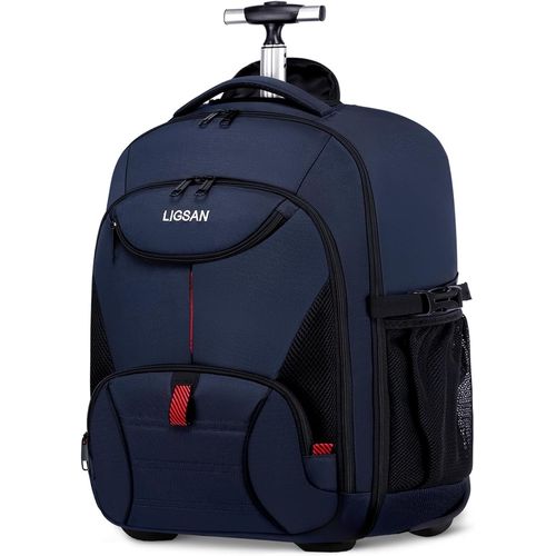 Sac À Dos Trolley Pour Ordinateur Portable, Avec Roues, 18 Pouces, Étanche, Valise Pour Ordinateur Portable, Bagage À Main, Sac À Dos, Voyage, Avec Roues, Unisexe, Bleu[SAC640557]