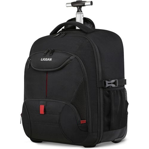 Sac À Dos À Roulette Pour Ordinateur Portable Adulte Sac De Voyage À Roulettes Grand Volume Sacoche 18,4"" Sac À Livres 2 En 1 Trolley Travail Résistant À L'Eau Antivol Cartable Hom[SAC640556]