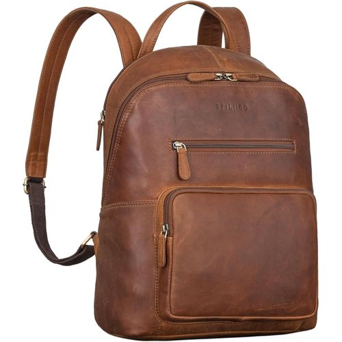 'Caius' Sac À Dos Jour Cuir Femmes Et Hommes Sac À Dos Ordi 10,1 Pouces Sac À Dos Étudiants Sac À Dos Ville Hommes, Couleur:Cognac Marron[SAC641893]