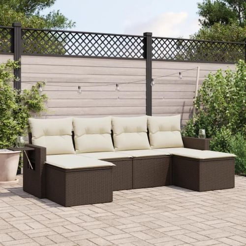 Prolenta Premium - Salon De Jardin Avec Coussins 6 Pcs Marron Résine Tressée