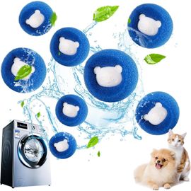 Boule Anti Poils pour Machine a Laver,Boule de Lavage Machine a Laver,Enlever les Poils D'animaux et les Peluches,Réduire l'enchevêtrement.(8 pcs) (Bleu).[K246]