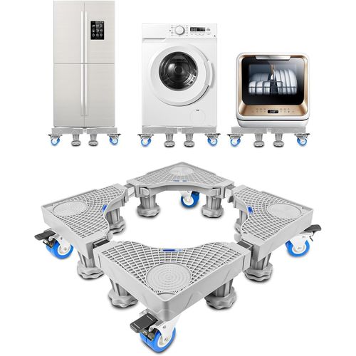 Socle Linge Base de Sèche-linge Réglable avec 4 Roues et 8 Pieds,Support Machine à Laver Charge 300 kg,pour Électroménager,Réfrigérateur