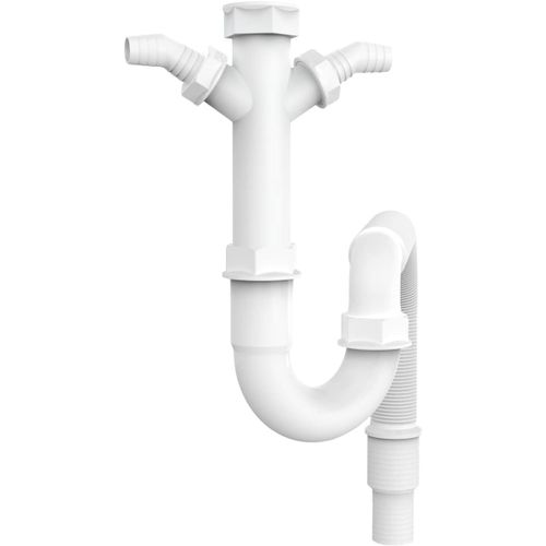 Siphon à tube flexible 11497,1 1/2 "",2 raccords 1"",pour évier,lave-vaisselle et machine à laver