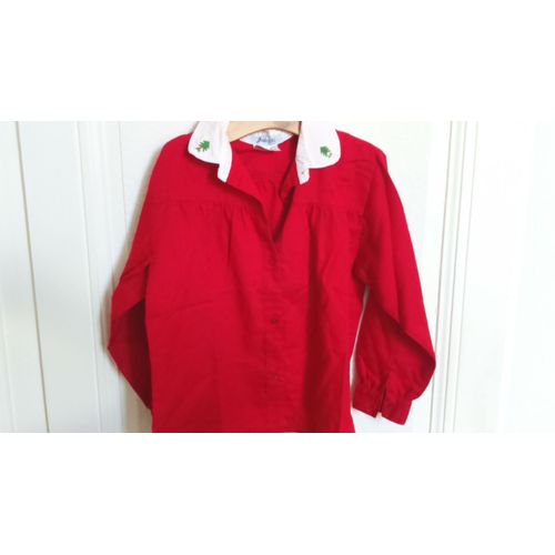 Joli Chemisier Rouge Fille Manches Longues &#34 Jacadi &#34 Taille 6 Ans Idee Cadeau