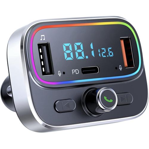 Transmetteur Fm Bluetooth, Musique Bluetooth Voiture Kit Lecteur Mp3 Adaptateur, Émetteur Voiture Chargeur Port Pd Usb 5v/2.4a, Appel Mains Libres Carte Sd Allume Cigare Poste Radi[Usbc734]