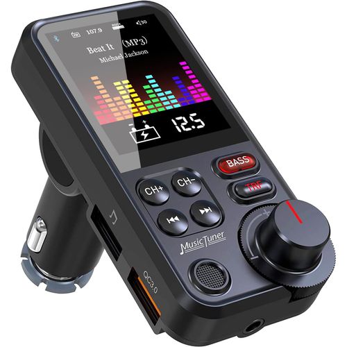 Transmetteur Bluetooth Voiture, Allume Cigare Bluetooth, Adaptateur Musique For Car Radio, Support Stereo Mp3 Mp4, Qc3.0 Usb Chargeur, Toucher Ecran, Sd Fente, Aux Jack, Mic, Telep[UsbC501]