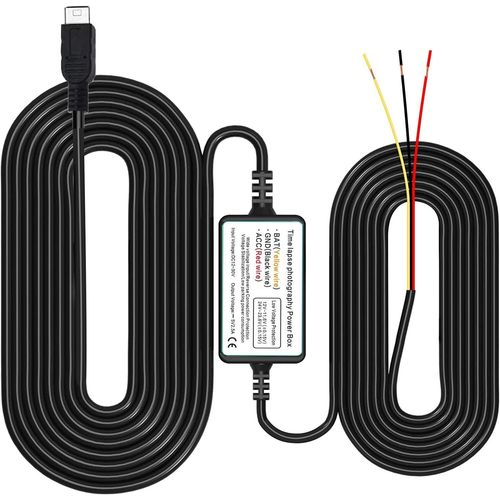 Kit De Câblage Pour Caméra De Tableau De Bord Avec Port Micro Usb, Convertit 12v-24v En 5v/2.5a, Chargeur De Caméra De Tableau De Bord De Voiture, Kit Câble 320 Cm, Protection Bass[Usbc97]
