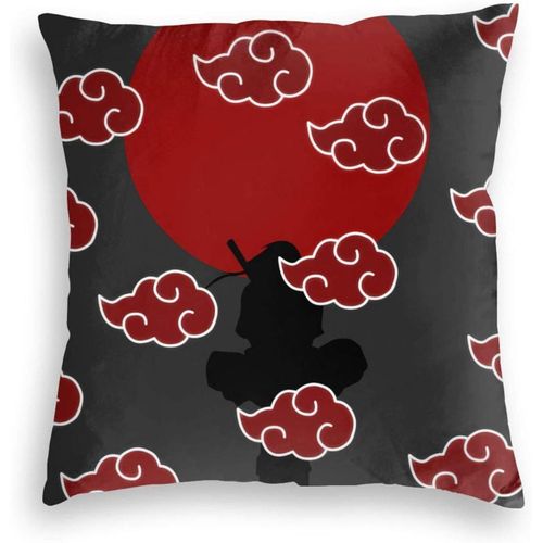 Anime Naruto Itachi Uchiha Bloody Crow Akatsuki Clouds Oreiller De Lit En Velours Avec Impression 3d Pour Canapé, Coussin De Voiture (61 X 61 Cm, Noir)