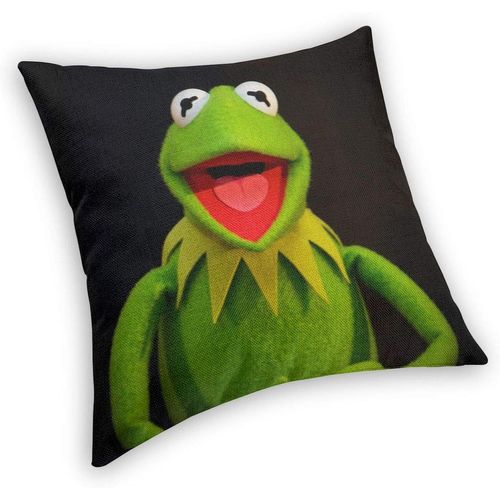 Kermit La Grenouille (2) Oreiller De Lit Humoristique En Velours Avec Impression 3d Pour Canapé, Coussin De Voiture (66 X 66 Cm, Noir)