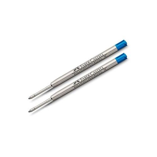 Faber-Castell Lot De 2 Recharges Stylo Bille Pointe Moyenne Grande Contenance Bleu
