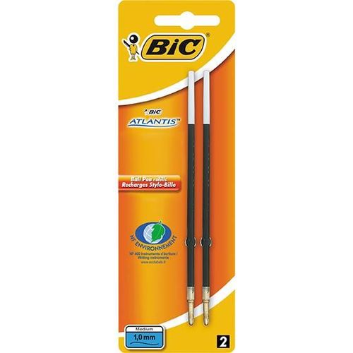 Bic Blister De 2 Recharges Pointe Moy. 1 Mm Noire Pour Stylo Bille Atlantis Classic Nf