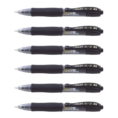 Pilot Lot De 6 Minis Stylo Roller Encre Gel G2 Xs7 Pixie Tracé 0,4 Mm (Bille 0,7mm) Noir