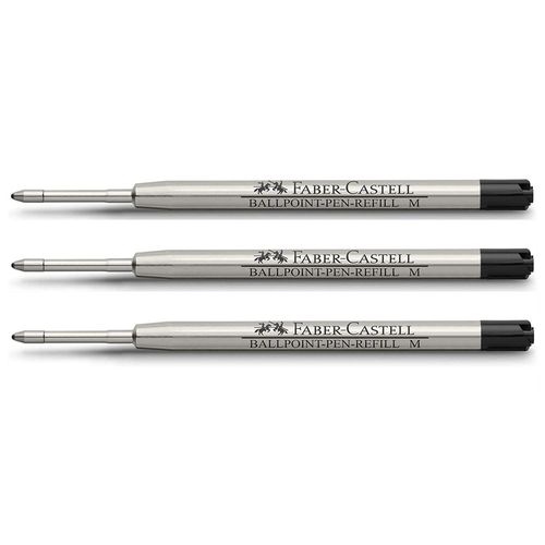 Faber-Castell Lot De 3 Recharges Pour Stylo À Bille Pointe Moyenne Grande Contenance Noir