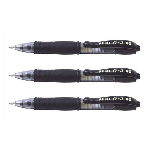 Pilot Lot De 3 Minis Stylo Roller Encre Gel G2 Xs7 Pixie Tracé 0,4 Mm (Bille 0,7mm) Noir