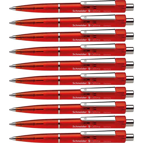 Schneider Lot De 10 Stylos À Bille Optima Rouge Pointe Moyenne Rouge