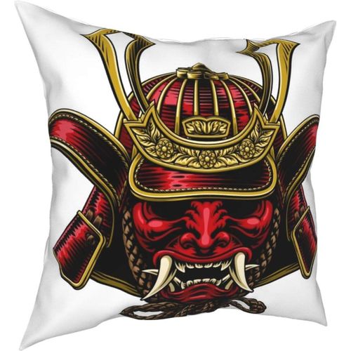 Housse De Coussin 45,7 X 45,7 Cm, Masque De Samouraï, Casque De Guerrier Shogun Japonais, Décoration Pour La Maison, Le Bureau, Le Canapé, Les Vacances, Le Bar, Le Café, La Voiture De Mariage