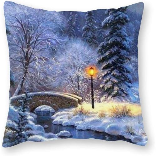 Thomas Kinkade Coussin Oreiller - Pop Art - Taie D'oreiller En Toile Simple - Sans Coussin De Remplissage - 40x40cm (Housse Uniquement)