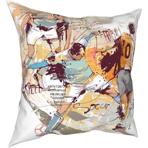 Housse De Coussin 45,7 X 45,7 Cm, Motif Football Réduit À Une Seule Couche, Décoration Pour La Maison, Le Bureau, Le Canapé, Les Vacances, Le Bar, Le Café, La Voiture De Mariage