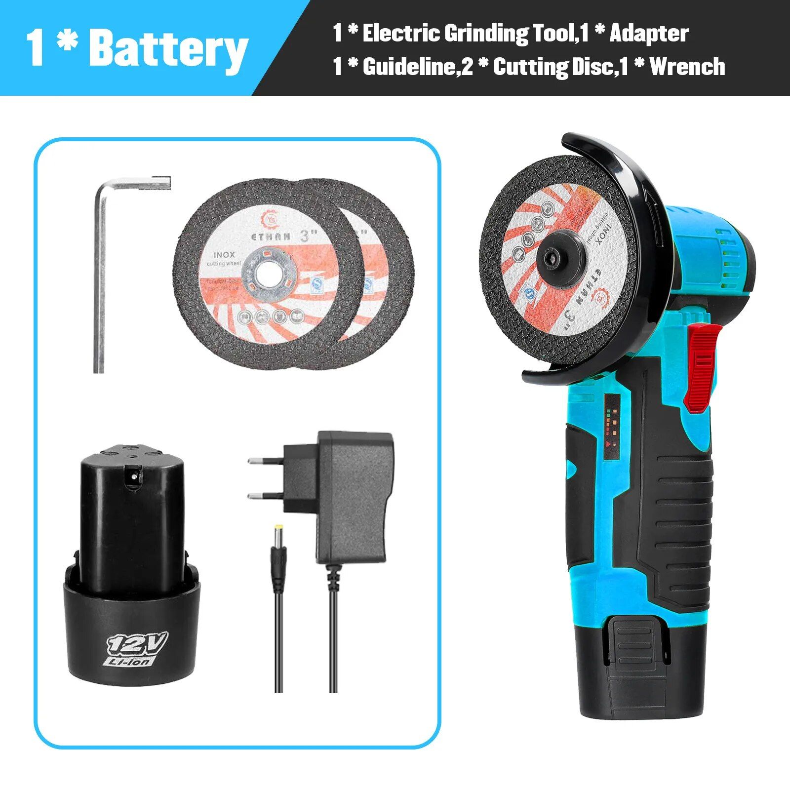 UE - 1 batterie - Machine de polissage électrique 12, 19500 tr/min, tenue sans commande,makita 12v,meuleuse sans fils avec batterie,outils de jardinage,mini meuleuse,meuleuse droite,mini meuleuse sans fil,outillage