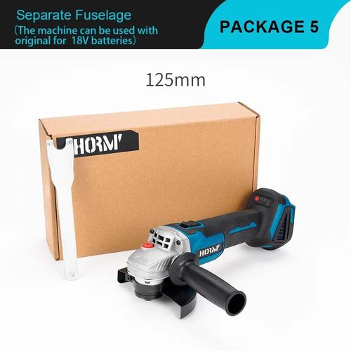 UE - Pas de batterie-125 mm - Meuleuse d'angle sans balais, rectifieuse sans fil, polisseuse de coupe, outil électrique sans batterie, compatible avec Makita, 4 vitesses, 18V, 125mm