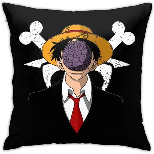 Taie D'oreiller Carrée Douce, Décoration De La Maison, Lit, Canapé, Ferme, Housse De Coussin 45 Cm X 45 Cm Des Deux Côtés, Une Pièce De Luffy Pirate King