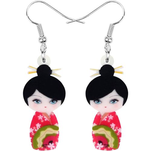 Kgabery-Acrylique Anime Cute Japonais Kimono Poupée Boucles D'oreilles Charms Pendentif Bijoux Cadeaux Pour Femme Adolescentes Fille