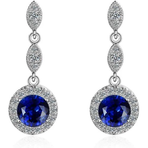 Kgabery-Femme Pendantes Boucles D'oreilles 18ct Plaqué Or Blanc Avec Cristaux En Zircone