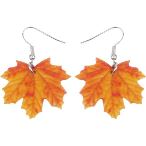 Kgabery-Boucles D'oreilles Feuilles D'érable En Acrylique Pendantes Fantaisie Plantes D'automne Pour Femme Filles Feuilles D'oranger