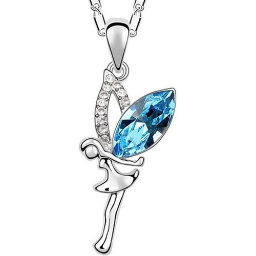 Kgabery-Cristal Autriche Argent Plaqué Belle Ange Collier Pendentif Pour Femmes/Filles/Adolescents