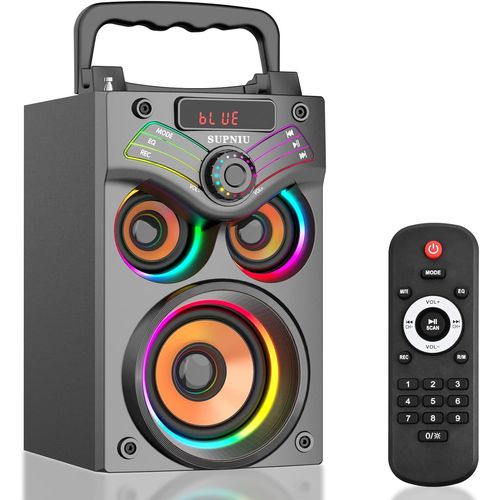 KGABERY-Enceinte Bluetooth Puissant Portable,30W(Peak) Parti Sans Fil Bluetooth Haut Parleur Avec Fm Radio,Lumières,Loud Boombox Son Stéréo Pour Camping En Plein Air
