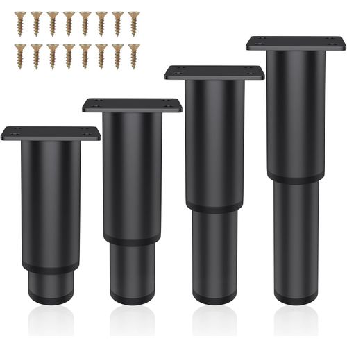 4pcs Universel Pieds de Lit Réglable, Pieds de Meubles Réglables Pieds De Salle Bain Meubles Salle Bain pour Meuble Ronds Métal Pieds de Lit/de Canapé, 80 mm (+ 50 mm)