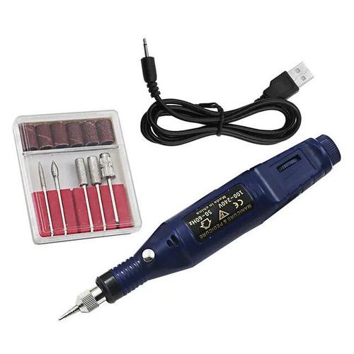 Bleu Marine - Perceuse À Ongles Électrique Usb, Outil De Manucure, Meulage De Vernis À Ongles, Dissolvant De Peau À Fréquence, Machine De Pédicure 