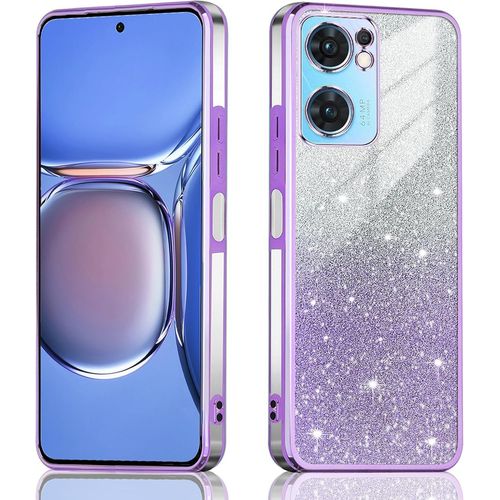 Coque Transparente Pour Oppo Find X5 Lite/Reno 7 5g, Housse Bumper De Téléphone, Coque Ultra Fine Galvanisée Exqu , Étui Pailletée Pour Filles. Lavande[Porte1344]