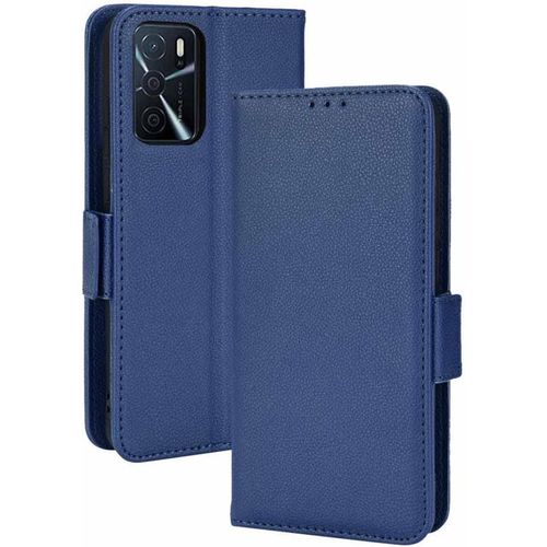 Coque Cuir Étui Pour Oppo A16 / Oppo A54s / Oppo A16s, Antichoc Portefeuille Housse Avec Fentes Pour Cartes, Tpu Bumper Case Cove -Bleu Foncé[Porte5526]