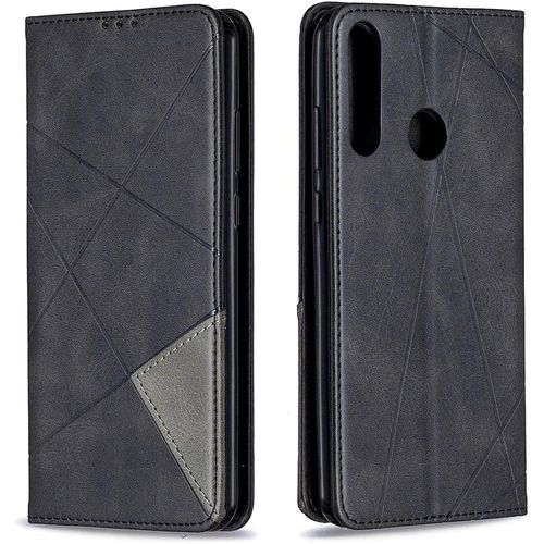 Coque Pour Huawei Y6p, Housse Portefeuille En Cuir Etui De Protection Avec Slim Tpu Silicone Bumper Antichoc Magnétique Flip Case, Porte Cartes Avec Fonction Support Cover (Noir)[Porte136]