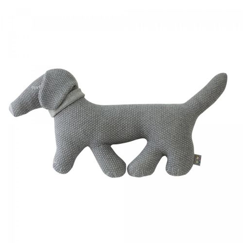 Peluche En Coton Tricot - Doudou Chien Teckel Gris
