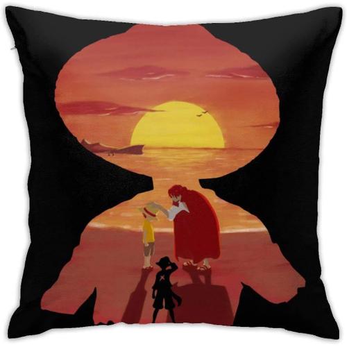 Taie D'oreiller Carrée Douce, Décoration De La Maison, Lit, Canapé, Ferme, Housse De Coussin 45 Cm X 45 Cm Des Deux Côtés, Une Pièce De Luffy Pirate King