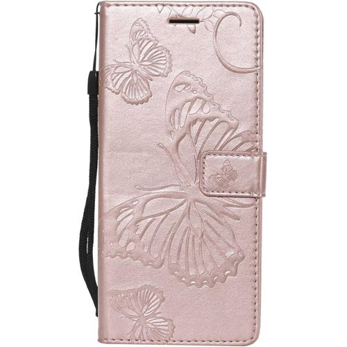 Coque Pour Galaxy Note 8, Papillon Imprimé Pu En Cuir Coque Magnétique Portefeuille Tpu Étui Housse Pour Samsung Galaxy Note 8 - Or Rose.[V6592]