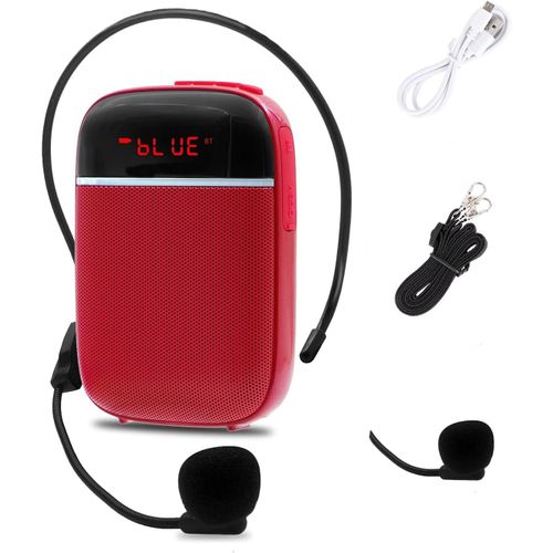 meimieshop-Amplificateur Vocal Bluetooth Portable,Mini Haut-Parleur Filaire Rechargeable Avec Microphone,Pour Enseignants,Guides Touristiques,Autocars Et Plus(Rouge)