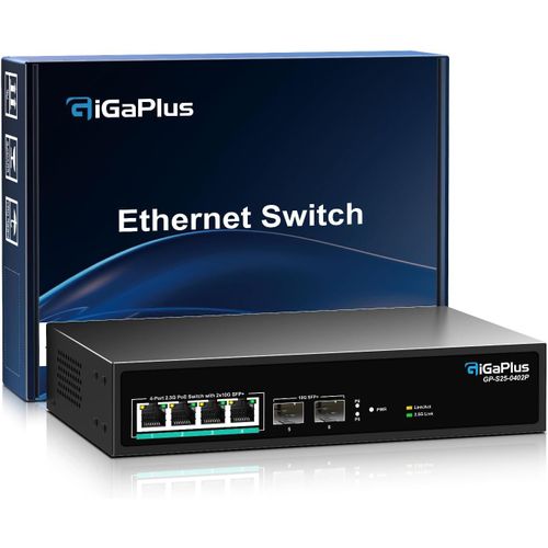 meimieshop-Commutateur Poe Non Géré 6 Ports 2.5Gb Avec 4 Ports Poe 2.5G Base-T,2 Liaisons Montantes Sfp+ 10G,802.3Af/At(Poe+),Capacité De Commutation 60Gbps,Commutateur Poe 2.5G Pour Nas/Pc 2.5Gb