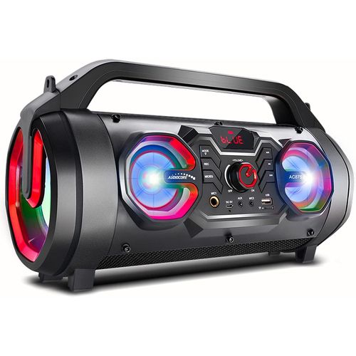 meimieshop-Ac875 Bazooka Enceinte Bluetooth Portable Boombox 30W(20W + 5Wx2)Ipx4 Étanche Aux Éclaboussures/Radio/Microsd/Aux-In/Usb/Éclairage/Port Microphone