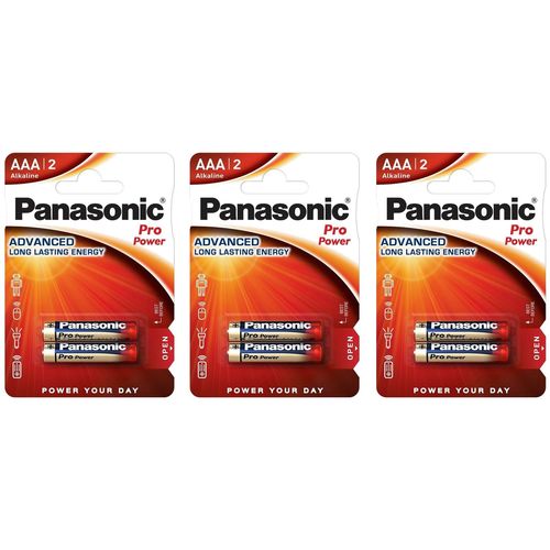 Panasonic Lot de 3 Blisters 2 piles alcalines AAA LR03 Pro Power Gold