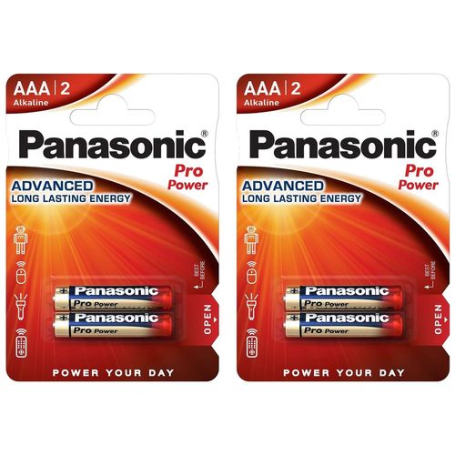 Panasonic Lot de 2 Blisters 2 piles alcalines AAA LR03 Pro Power Gold