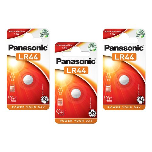 Panasonic Lot de 3 Piles Bouton LR44 (L1154) - alkaline manganese 1,5 V