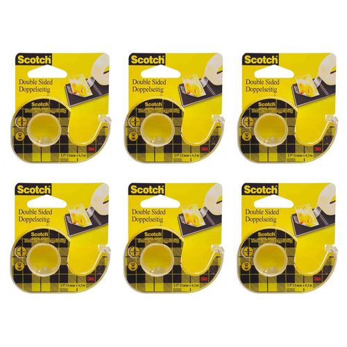 Scotch Lot De 6 Dévidoirs Ruban Adhésif Double Face 665 12 Mm X 6,3 M