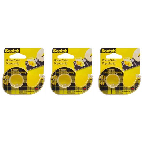 Scotch Lot De 3 Dévidoirs Ruban Adhésif Double Face 665 12 Mm X 6,3 M